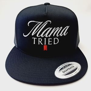 Mama Tried Flat Bill Trucker Mesh Snapback Black